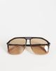 Quay Australia Quay studio sesh oversized aviator sunglases in brown and sepia - 3