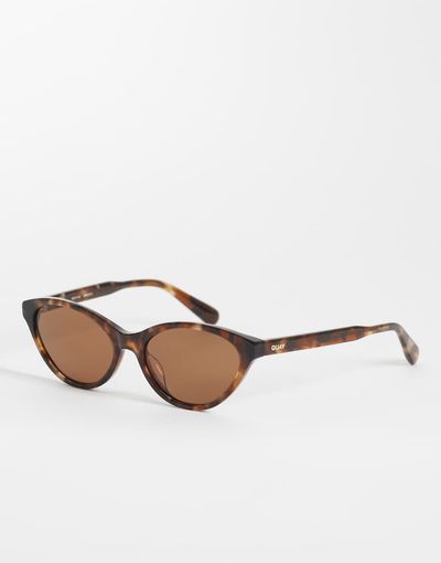Quay Australia Quay talk nice narrow cat eye sunglasses in tortoise-Brown