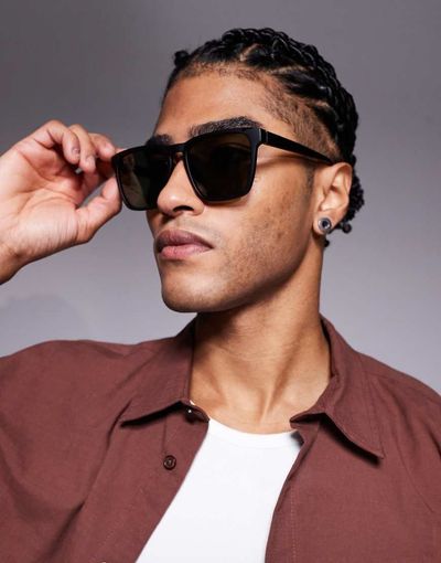 Quay Australia Quay unplugged square sunglasses in black polarized