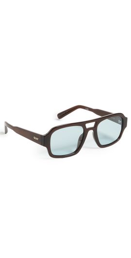 Quay Quay Why Not Sunglasses Dark Brown/Aqua One