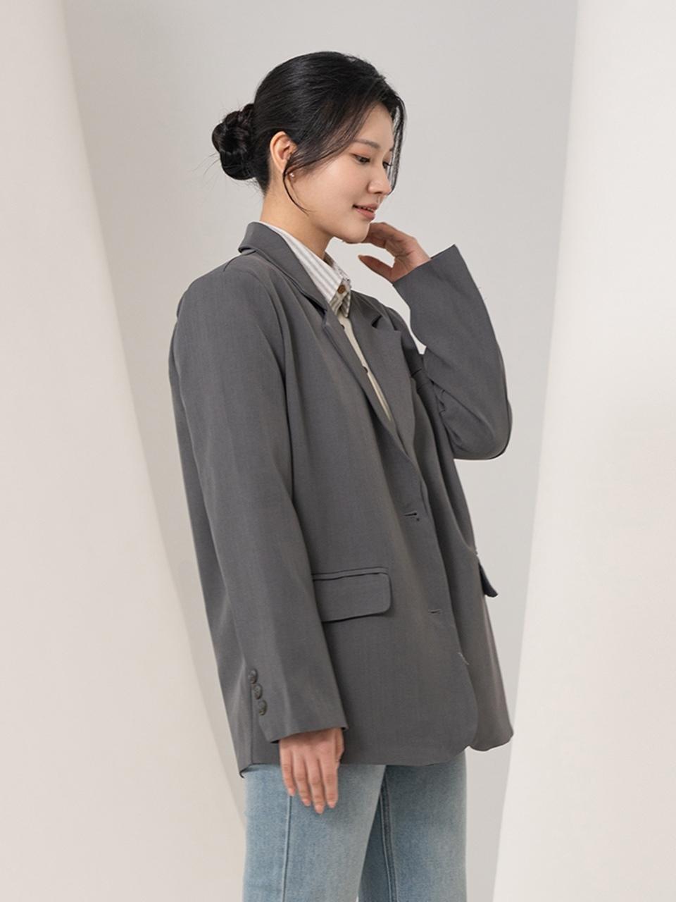 QUEEN STYLE Comfort Single Blazer [GREY]