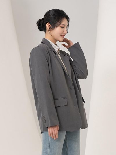 QUEEN STYLE Comfort Single Blazer [GREY]