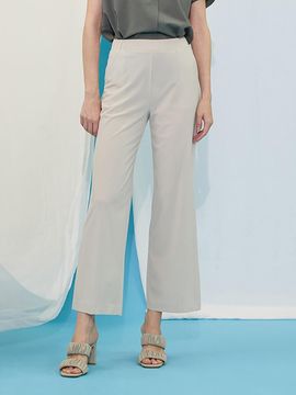 QUEEN STYLE Cooling Wide Stretch Pants [LIGHT BEIGE]