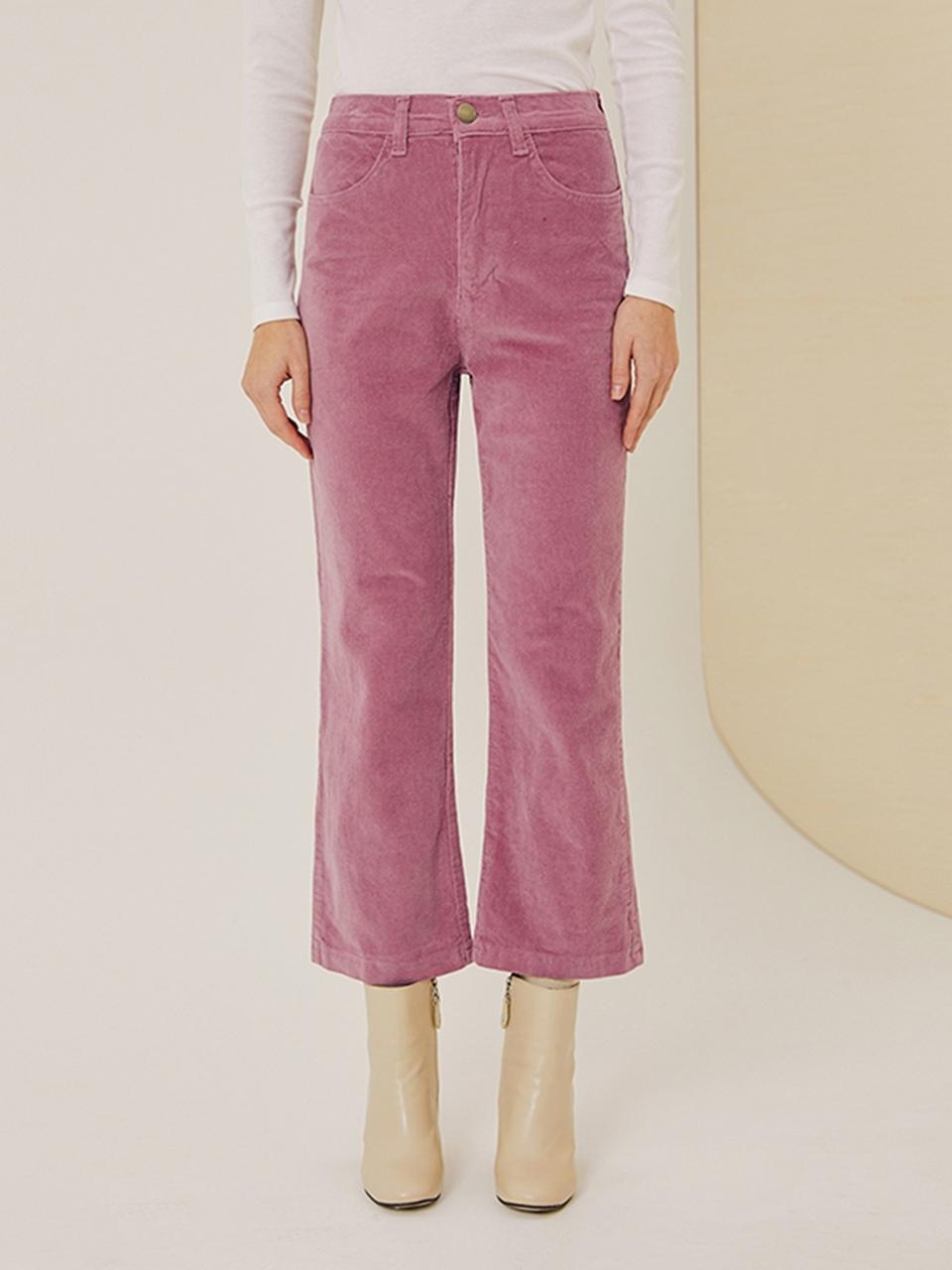 QUEEN STYLE Corduroy Bootcut Pants [PINK]