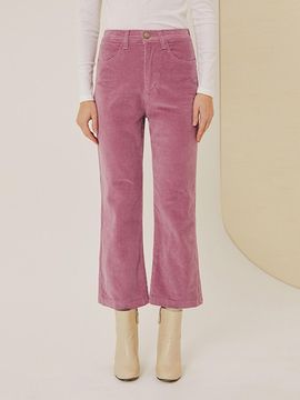 QUEEN STYLE Corduroy Bootcut Pants [PINK]