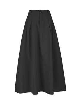 QUEEN STYLE French Back Banding Pleated Skirt [BLACK]