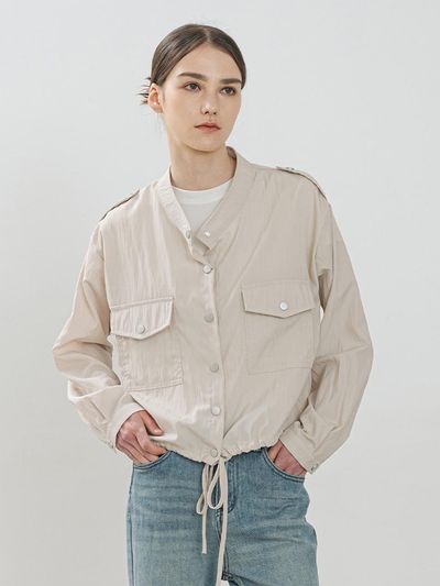 QUEEN STYLE Galaxy Snap String Jumper [Light Beige]