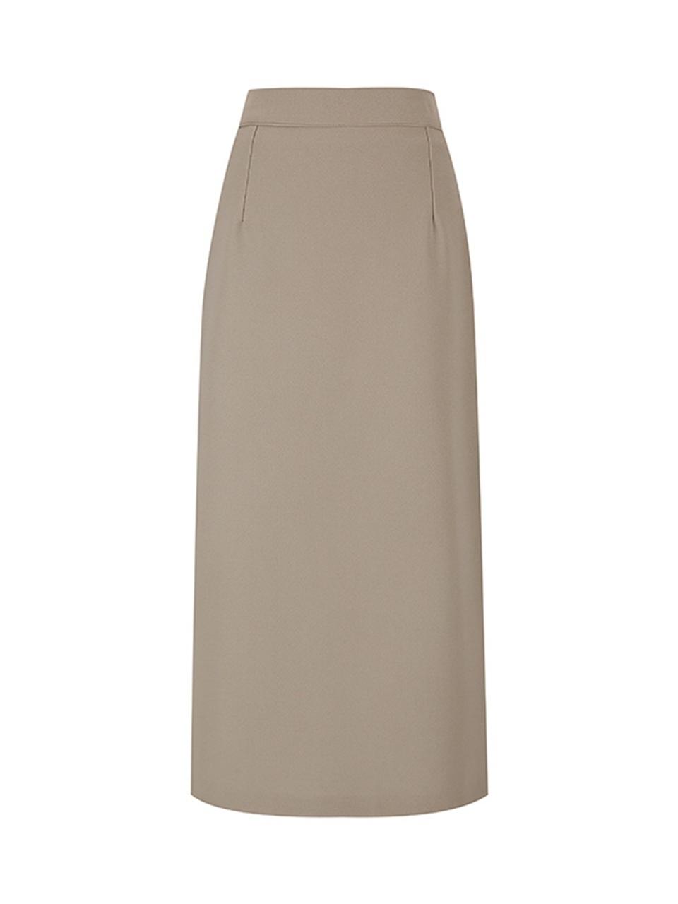 QUEEN STYLE H-line Long Elastic Skirt [BEIGE]