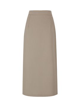 QUEEN STYLE H-line Long Elastic Skirt [BEIGE]