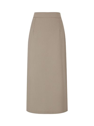 QUEEN STYLE H-line Long Elastic Skirt [BEIGE]