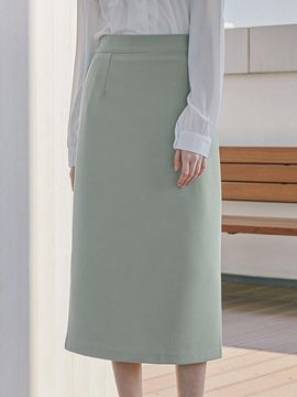 QUEEN STYLE H-line Long Elastic Skirt [GREEN]