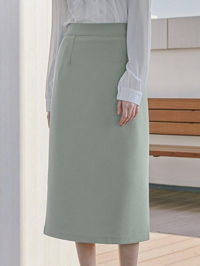 QUEEN STYLE H-line Long Elastic Skirt [GREEN]