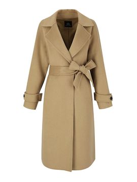 QUEEN STYLE Handmade Back Flap Vented Long Coat [CAMEL]