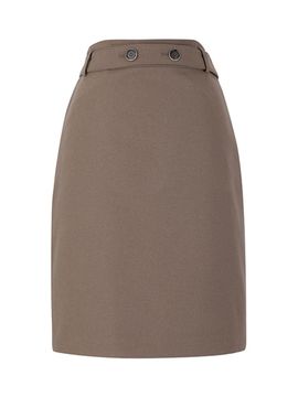 QUEEN STYLE High-waist Belted Skirt [DK-BEIGE]