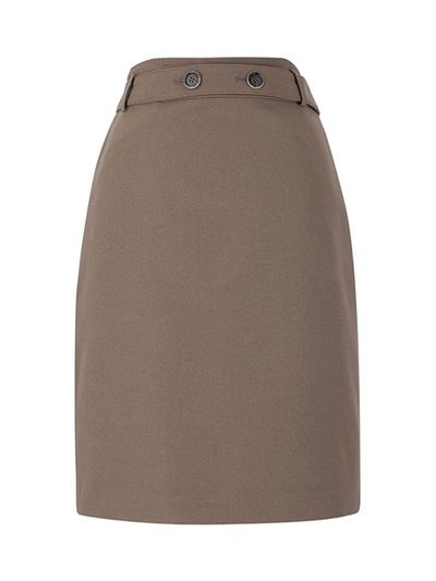 QUEEN STYLE High-waist Belted Skirt [DK-BEIGE]