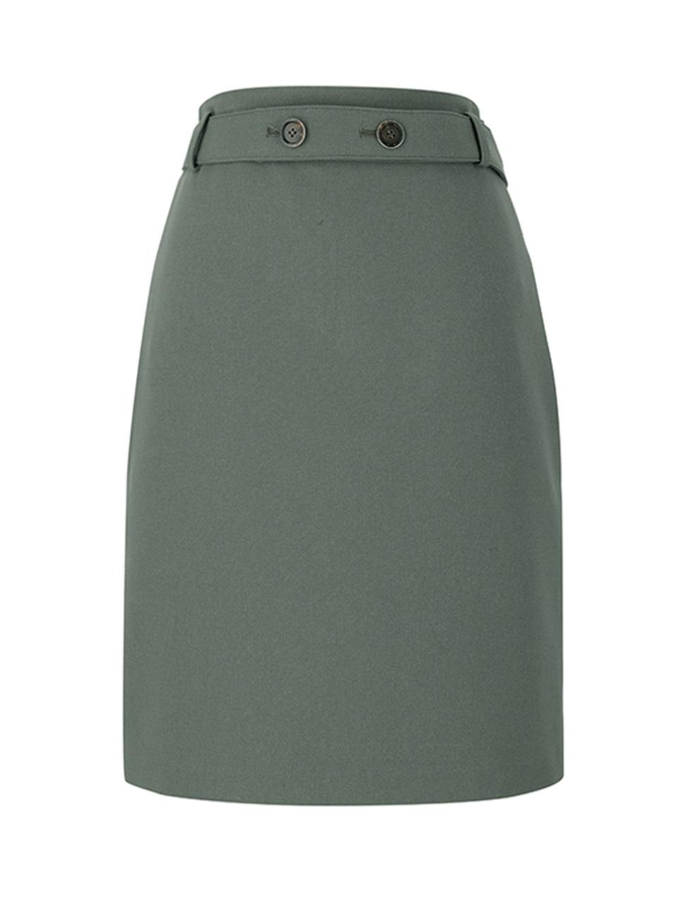 QUEEN STYLE High-waist belted skirt [GREEN]