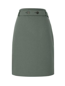 QUEEN STYLE High-waist belted skirt [GREEN]