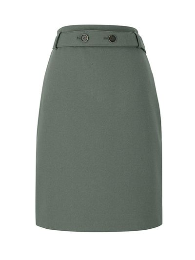 QUEEN STYLE High-waist belted skirt [GREEN]