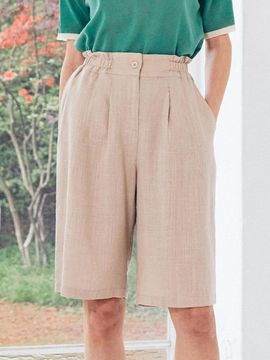 QUEEN STYLE Linen Back Elastic Bermuda Shorts