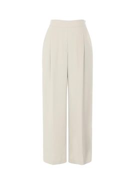 QUEEN STYLE One-Tuck Back Elastic Banding Wide Pants [Light Beige]