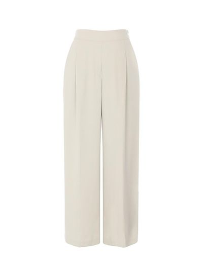 QUEEN STYLE One-Tuck Back Elastic Banding Wide Pants [Light Beige]