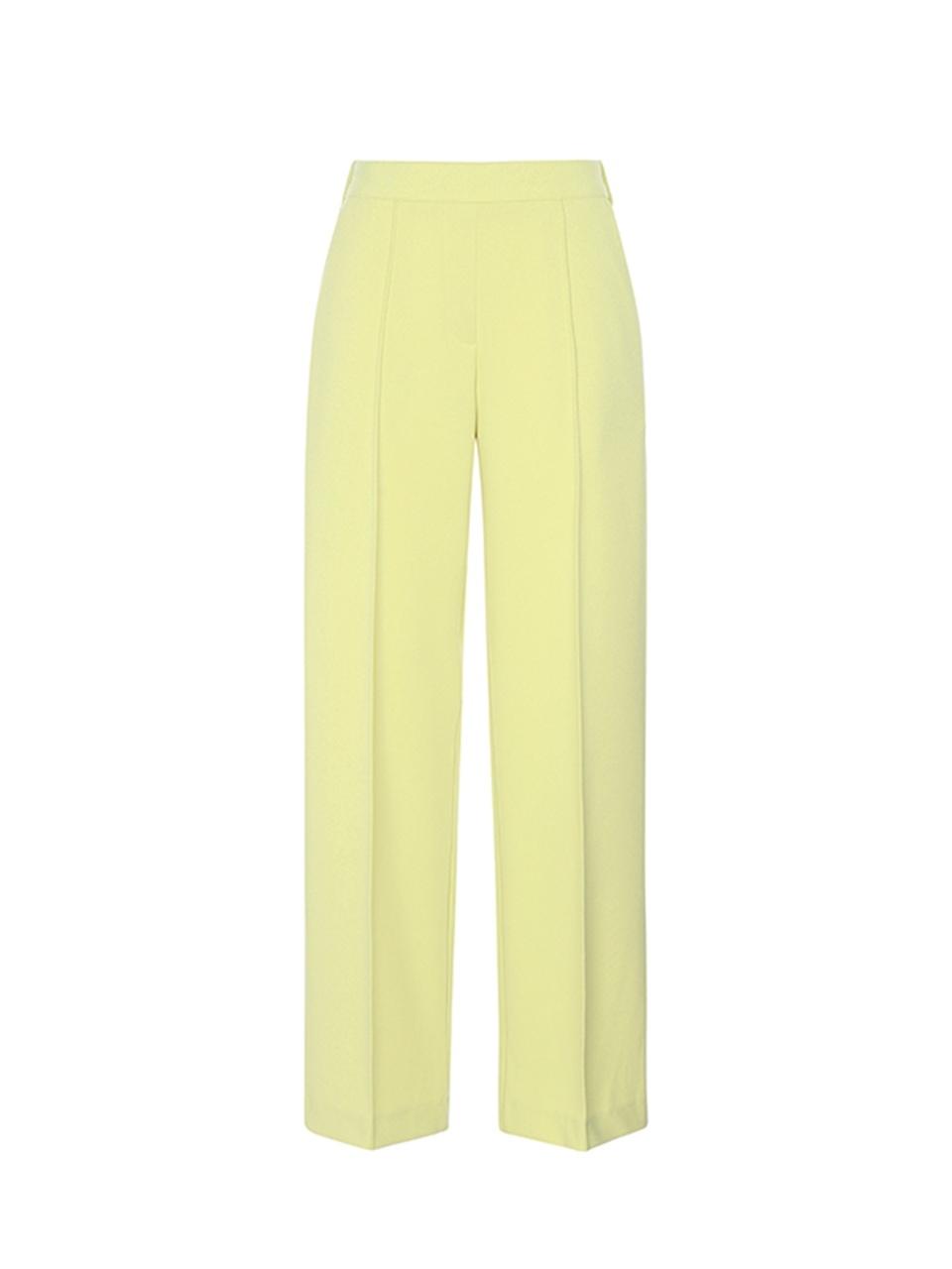 QUEEN STYLE Pin-tuck Semi-Wide Trousers (GREEN)
