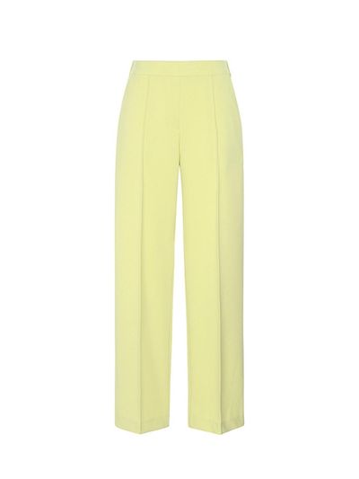 QUEEN STYLE Pin-tuck Semi-Wide Trousers (GREEN)