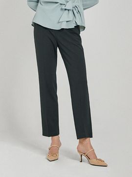 QUEEN STYLE Semi Wide-Nap Minus Fit Pants [BLACK]