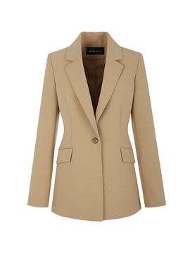 QUEEN STYLE Single-breasted Slim-fit Blazer [BEIGE]