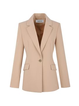 QUEEN STYLE Single-breasted Slim-fit Blazer [LT-BEIGE]