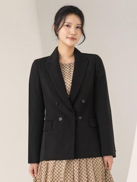 QUEEN STYLE Slim Double Blazer [BLACK]