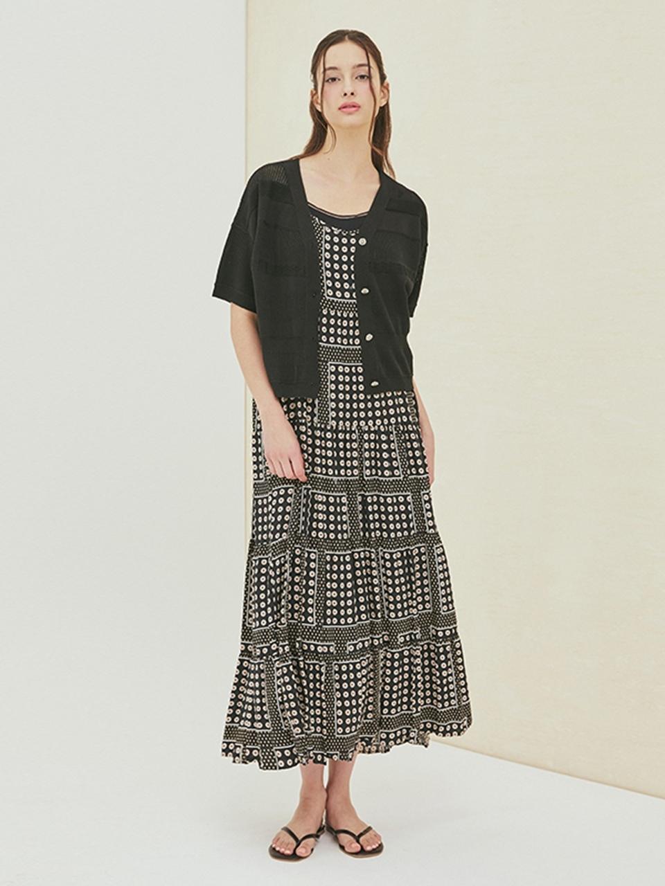 QUEEN STYLE Summer Ethnic Long Dress [BLACK]