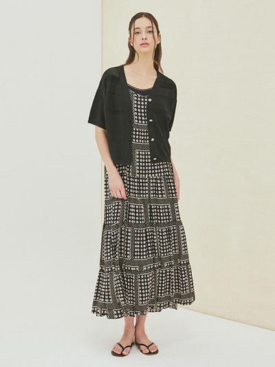 QUEEN STYLE Summer Ethnic Long Dress [BLACK]