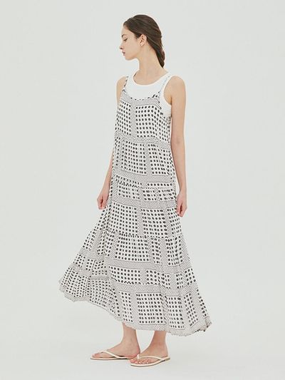 QUEEN STYLE Summer Ethnic Long Dress [WHITE]