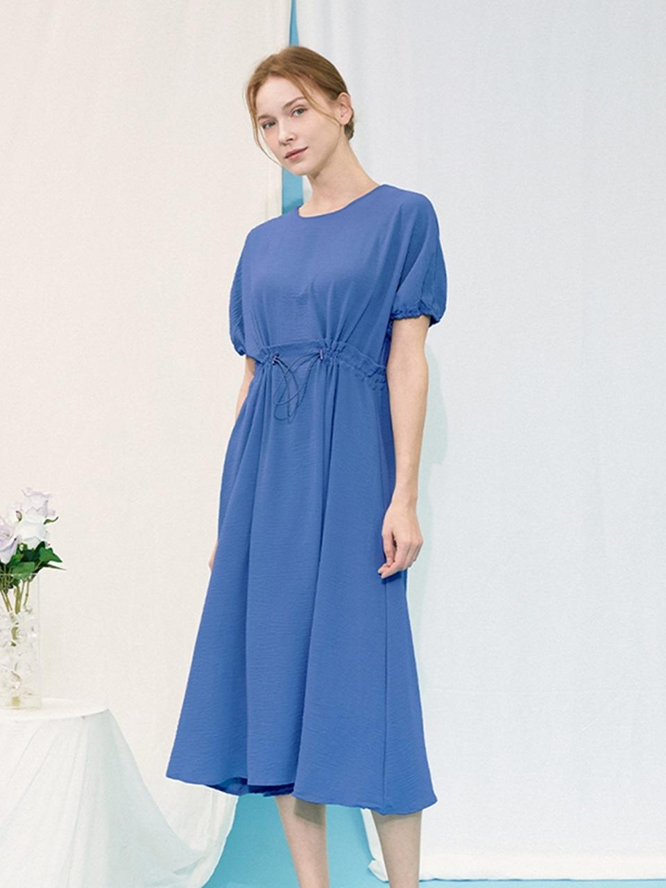 QUEEN STYLE Waist String Long Dress [R-BLUE]