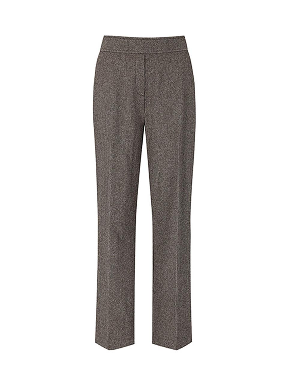 QUEEN STYLE Warm Elastic Brushed Trousers (BROWN)