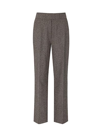 QUEEN STYLE Warm Elastic Brushed Trousers (BROWN)