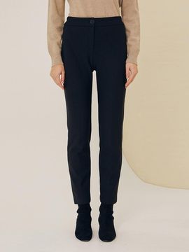 QUEEN STYLE Warm Napping Elastic Slim-fit Pants [BLACK]