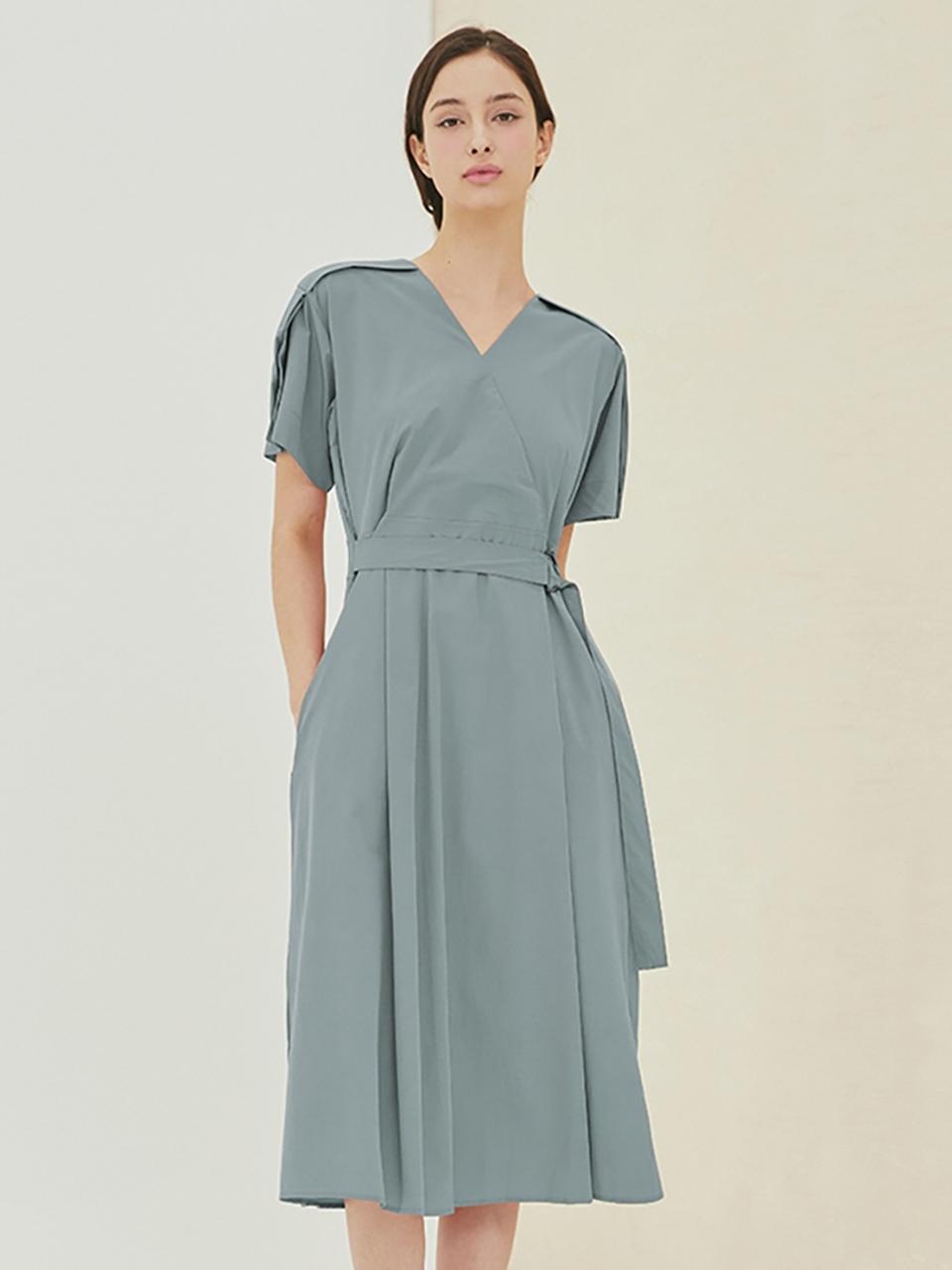 QUEEN STYLE Wrap Flare Dress (KHAKI)