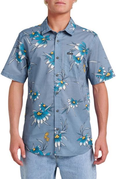 Quiksilver Quiksilver Costal Flora Classic Fit Floal Short Sleeve Cotton Button-Up Shirt