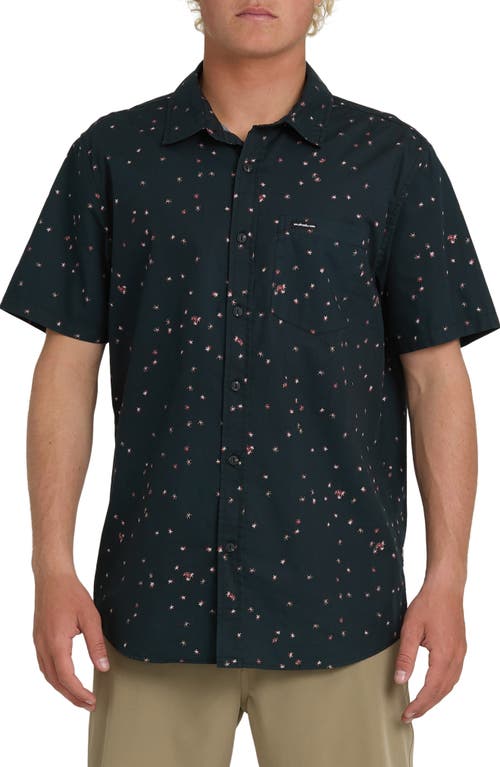 Quiksilver Quiksilver Ditsy Blossom Floral Classic Short Sleeve Cotton Button-Up Shirt