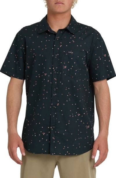 Quiksilver Quiksilver Ditsy Blossom Floral Classic Short Sleeve Cotton Button-Up Shirt