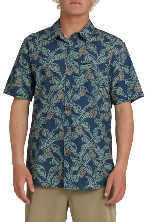 Quiksilver Quiksilver Hala Pineapple Print Classic Short Sleeve Cotton Button-Up Shirt