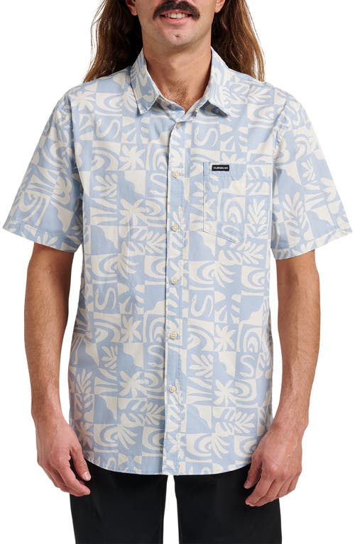 Quiksilver Quiksilver Terra Classic Abstract Print Short Sleeve Stretch Cotton Button-Up Shirt