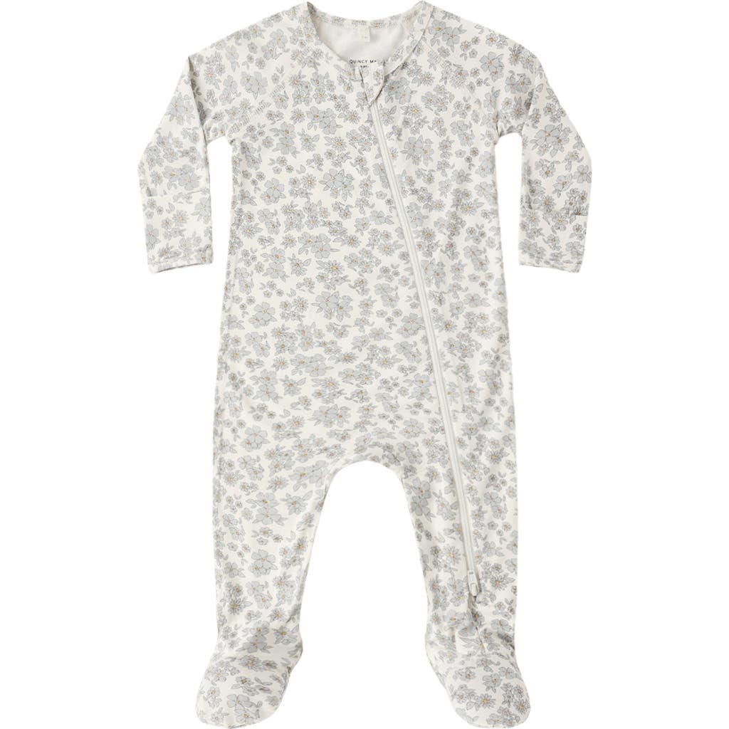 QUINCY MAE QUINCY MAE Blue Floral Zip Footie
