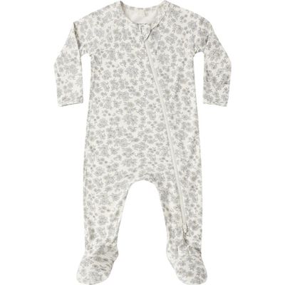 QUINCY MAE QUINCY MAE Blue Floral Zip Footie