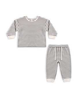 Quincy Mae Quincy Mae Boys' Cozy Slate Striped Top & Pants Set