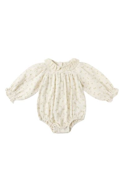QUINCY MAE QUINCY MAE Callie Floral Ruffle Collar Organic Cotton Bubble Romper