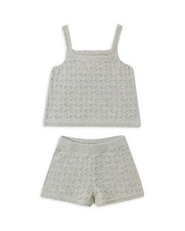 Quincy Mae Quincy Mae Girls' Pointelle Knit Tank Top & Shorts Set