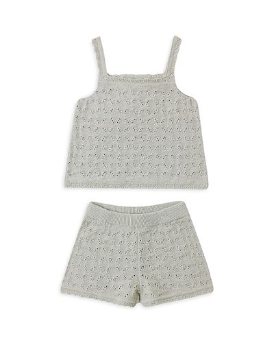 Quincy Mae Quincy Mae Girls' Pointelle Knit Tank Top & Shorts Set